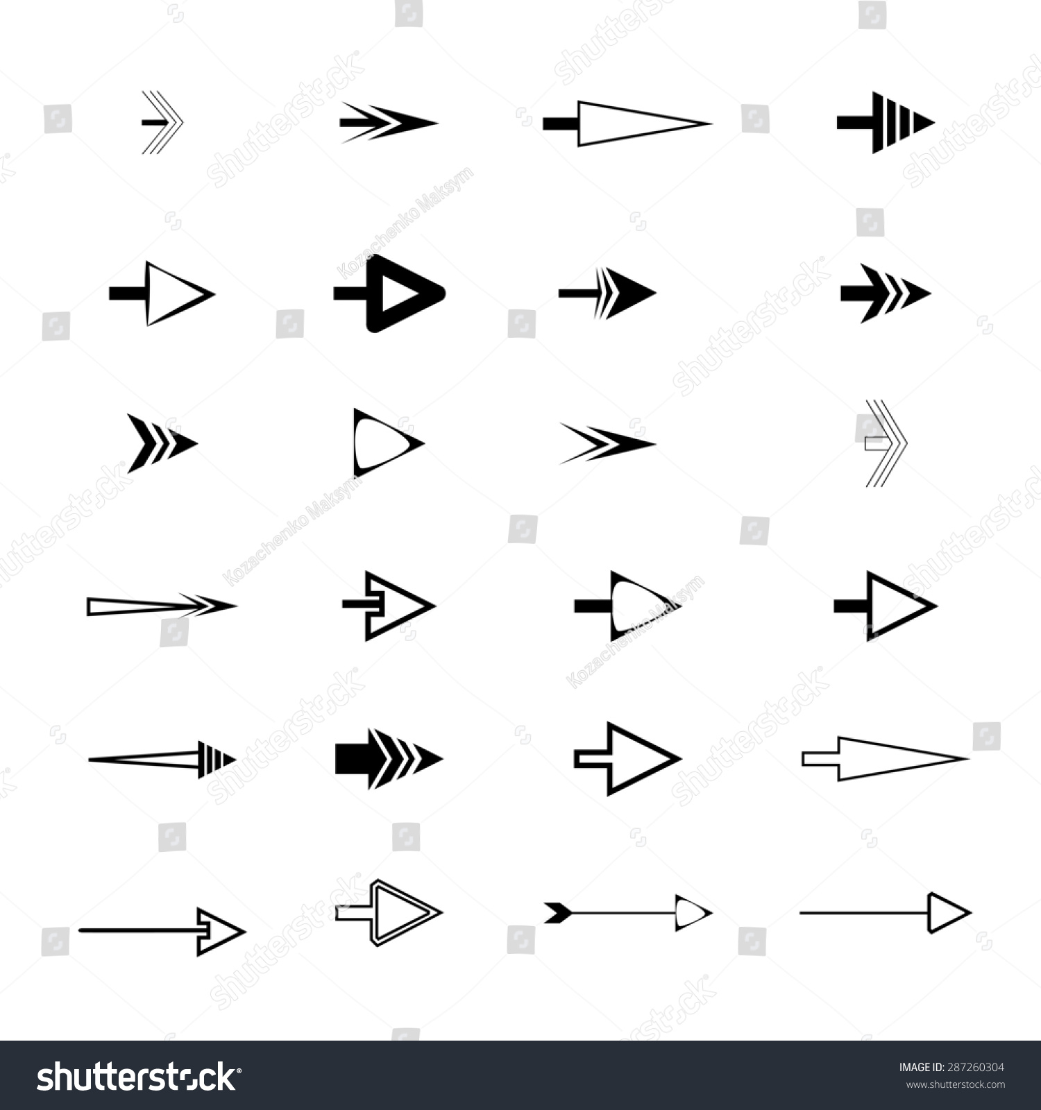 Arrow Icons Difference Shape. Web Icons Stock Photo 287260304 