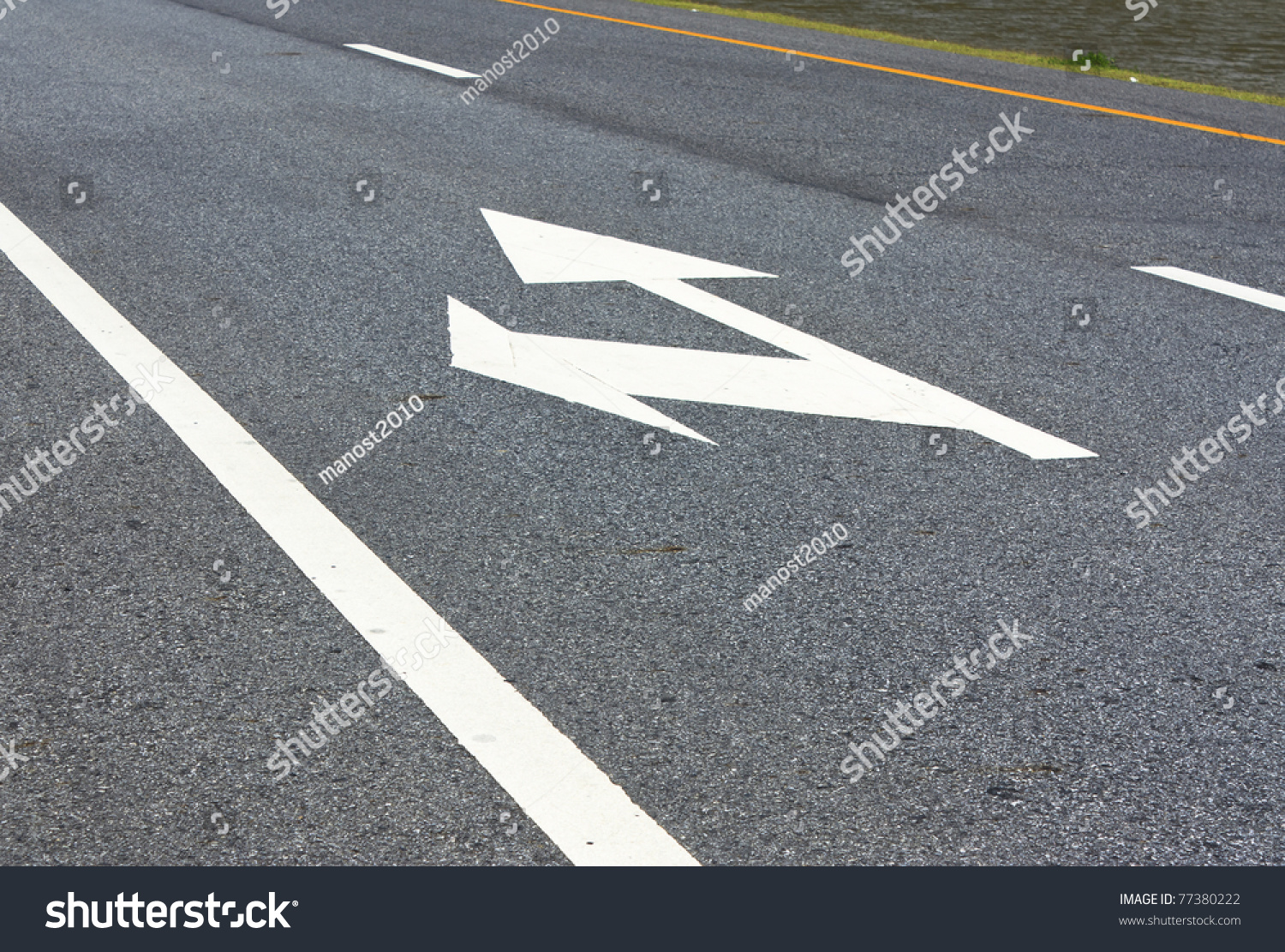 Arrows Showing Left Straight On Road Stock Photo 77380222 | Shutterstock