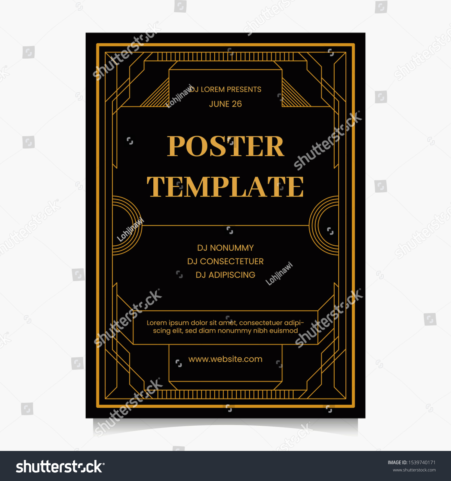 Art Deco Poster Design Template 스톡 일러스트 1539740171 | Shutterstock