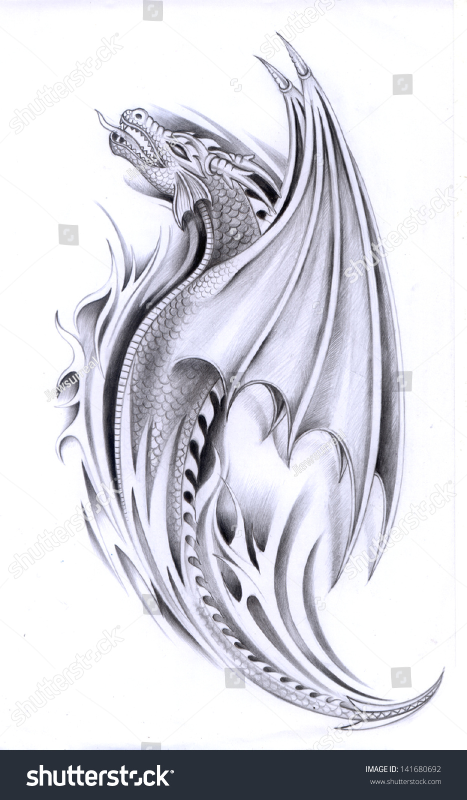 Art Dragon Tattoo Hand Drawing On Stock Illustration 141680692 ...