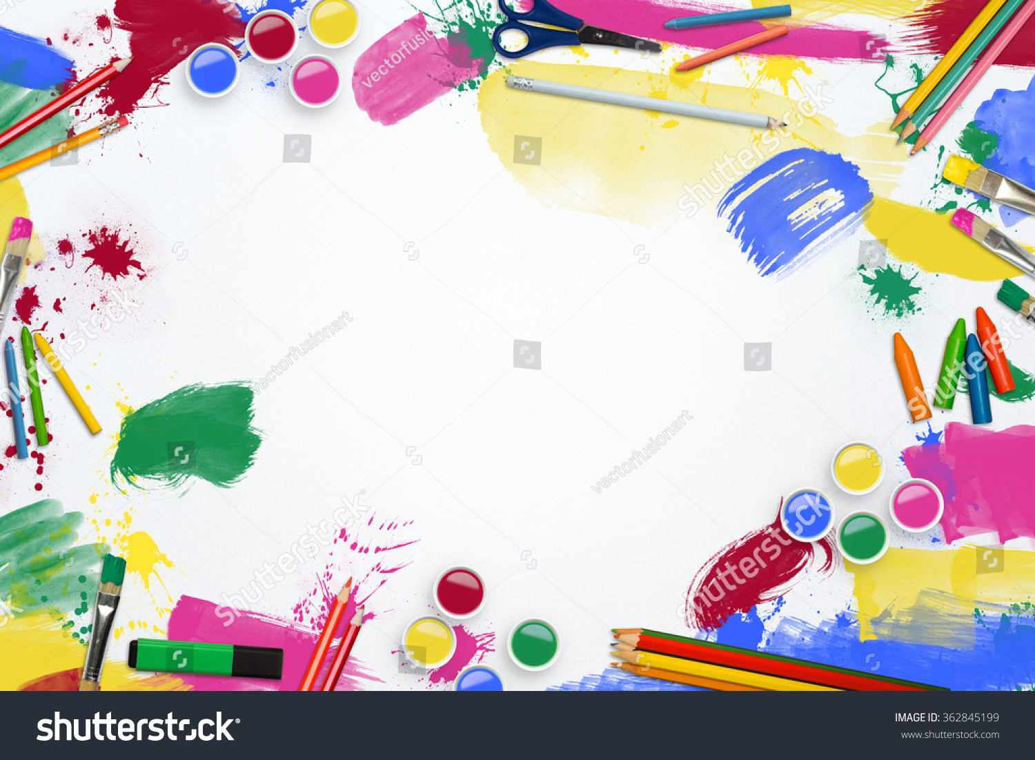  Art Supplies Border  Line Stock Illustration 362845199 