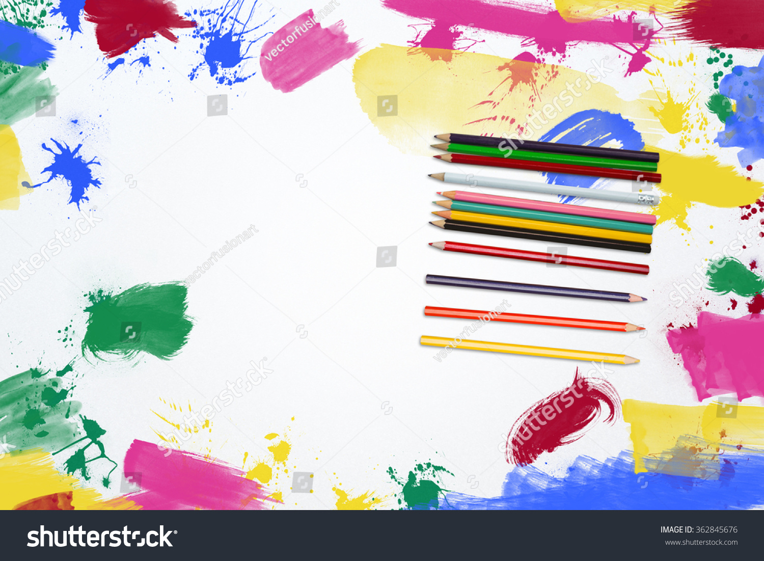 Art Supplies Border Line Stock Illustration 362845676 - Shutterstock