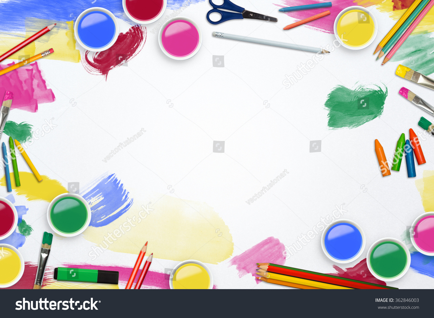 Art Supplies Border Line Stock Photo 362846003 : Shutterstock