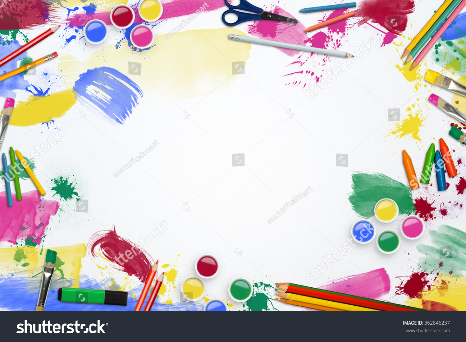 Art Supplies Border Line Stock Photo 362846237 : Shutterstock