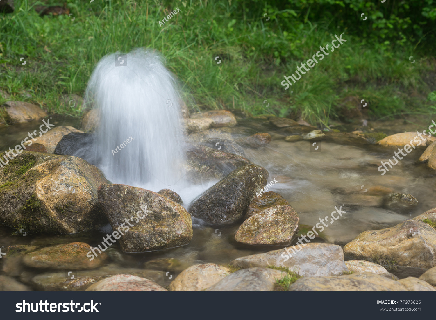 3 206 Artesian Water Gambar Foto Stok Vektor Shutterstock   Stock Photo Artesian Well Eruption Of Spring Natural Environment Stones And Water Clean Drinking 477978826 