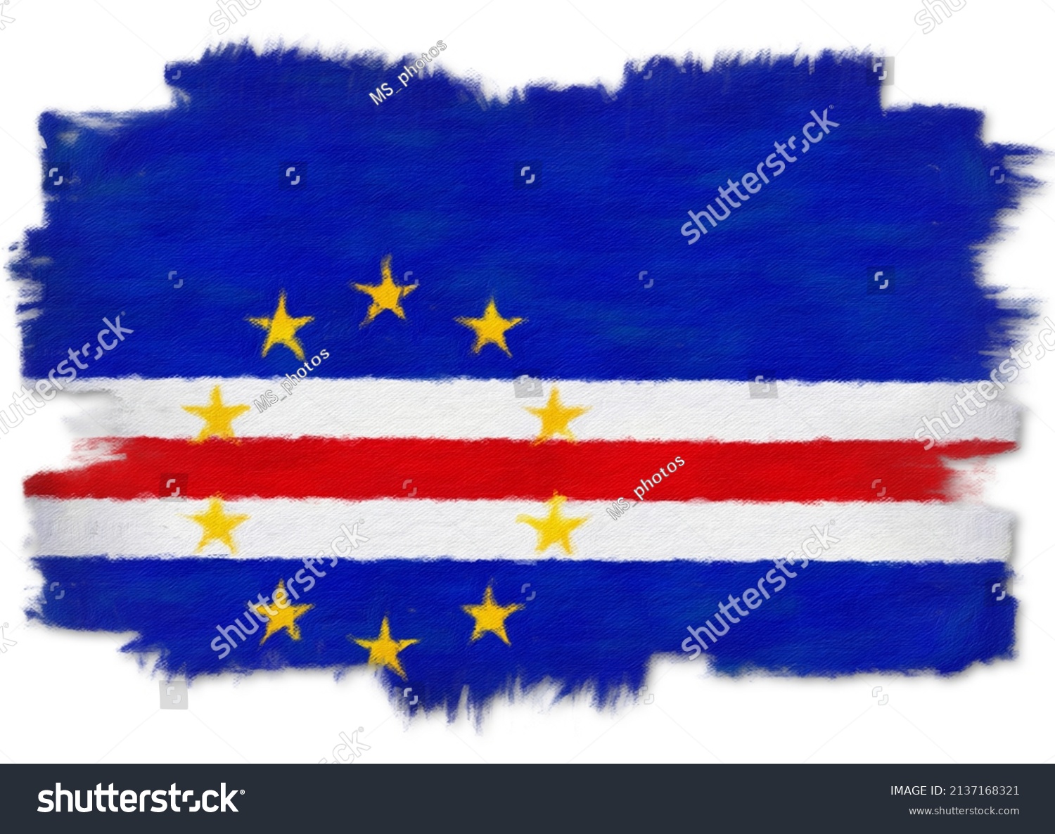 Artistic Brush Watercolor Cabo Verde Flag Stock Illustration Shutterstock
