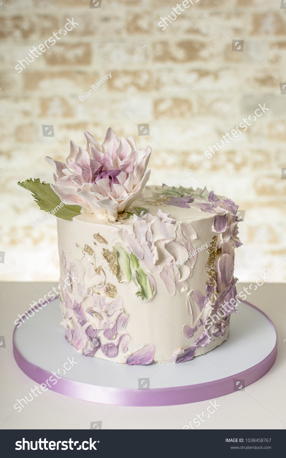 Artistic Wedding Cake Edible Dahlia Flower Food And Drink Stock Image 1038458767