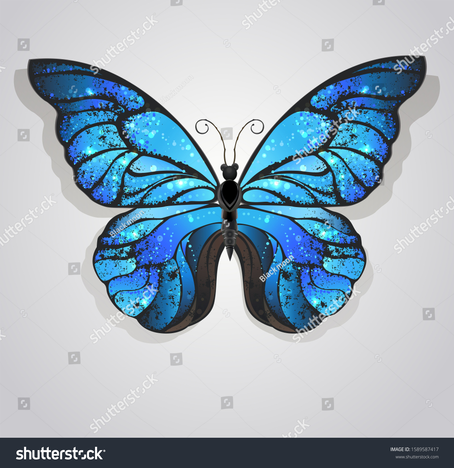 Artistically Painted Blue Butterfly Morpho Textured Stock Illustration ...