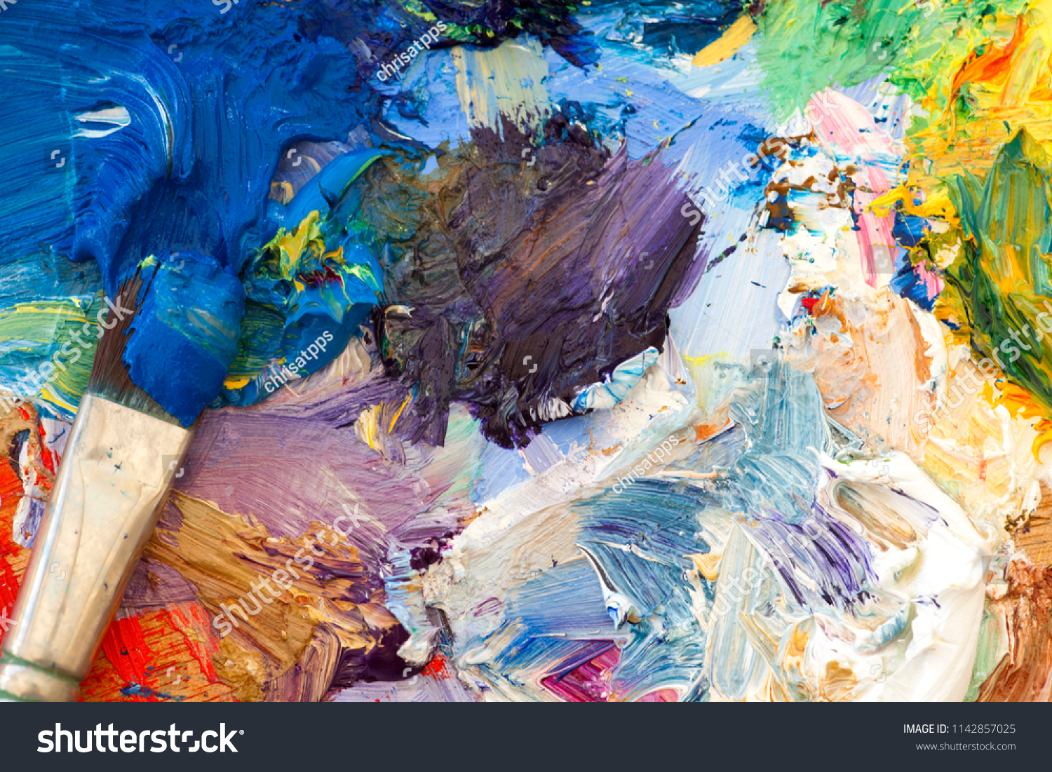 Artists Oil Paint Palette Brush Multi Stock Image Download Now