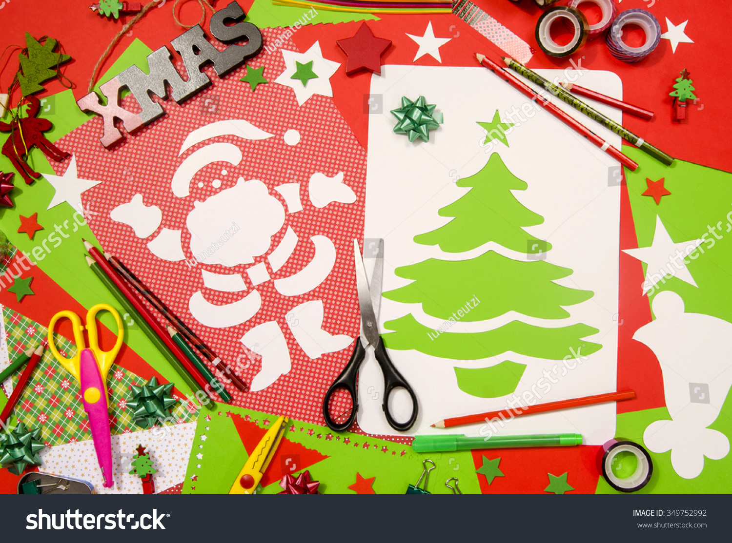 Download Arts Craft Supplies Christmas Red Green Stock Photo Edit Now 349752992 PSD Mockup Templates