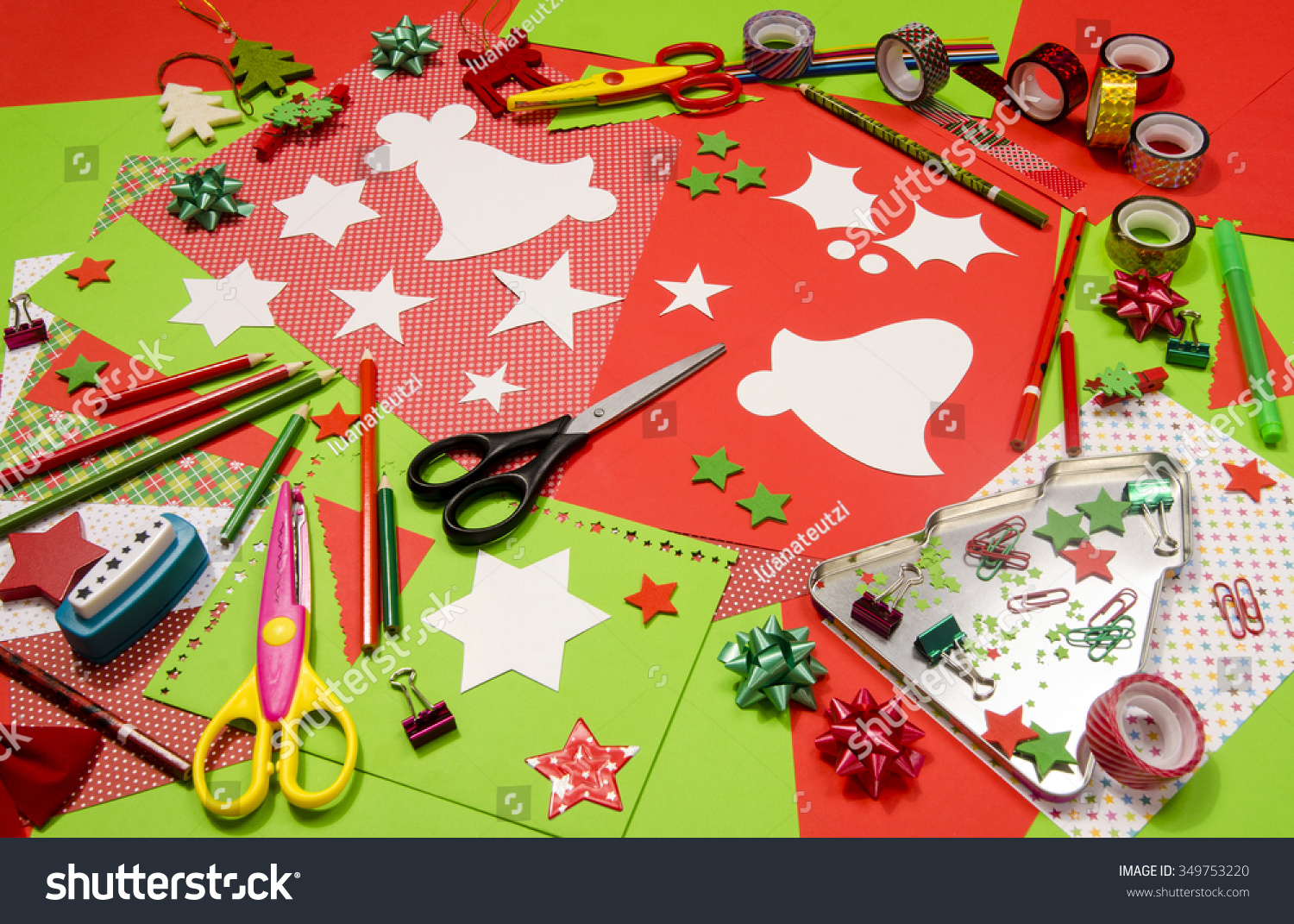 Download Arts Craft Supplies Christmas Red Green Stock Photo Edit Now 349753220 3D SVG Files Ideas | SVG, Paper Crafts, SVG File