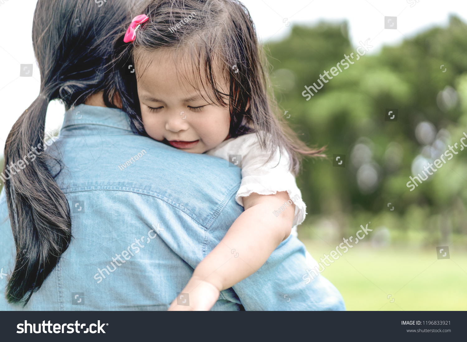 Asian Attractive Smart Mother Comforting Her Stock Photo Edit Now 1196833921