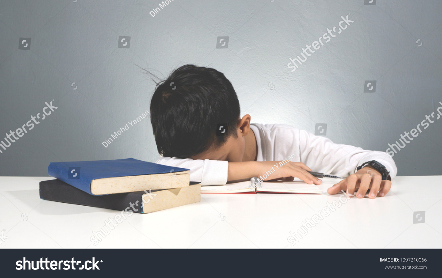 Asian Boy Fall Asleep During Study Stock Photo Edit Now