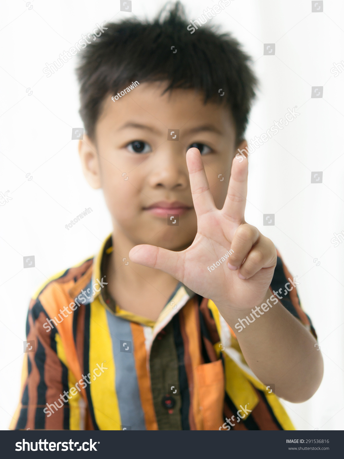 Asian Boy Present Sign Language Hand Stock Photo 291536816 | Shutterstock