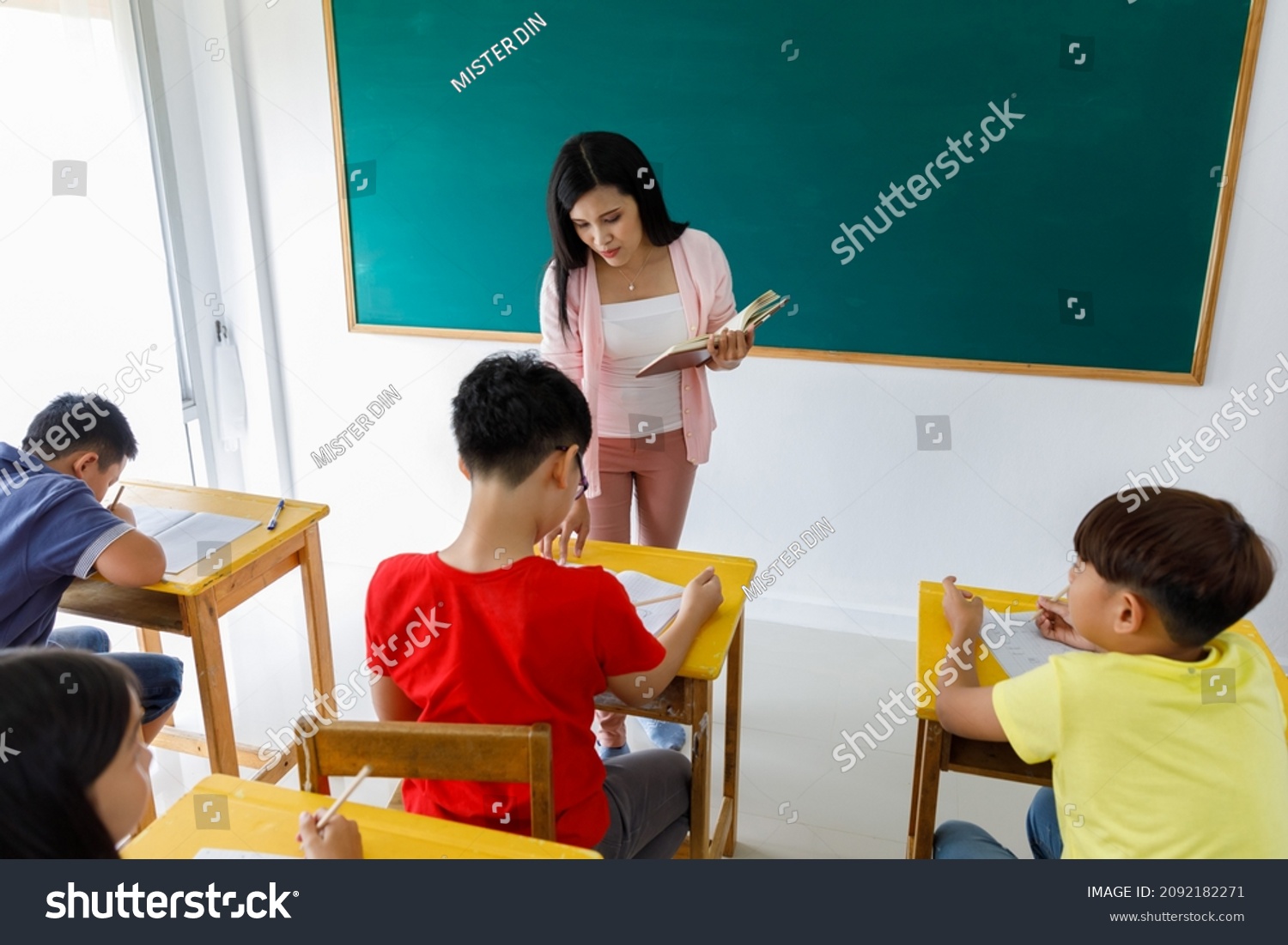 Asian Children Female Teacher On Class Stock Photo 2092182271 ...