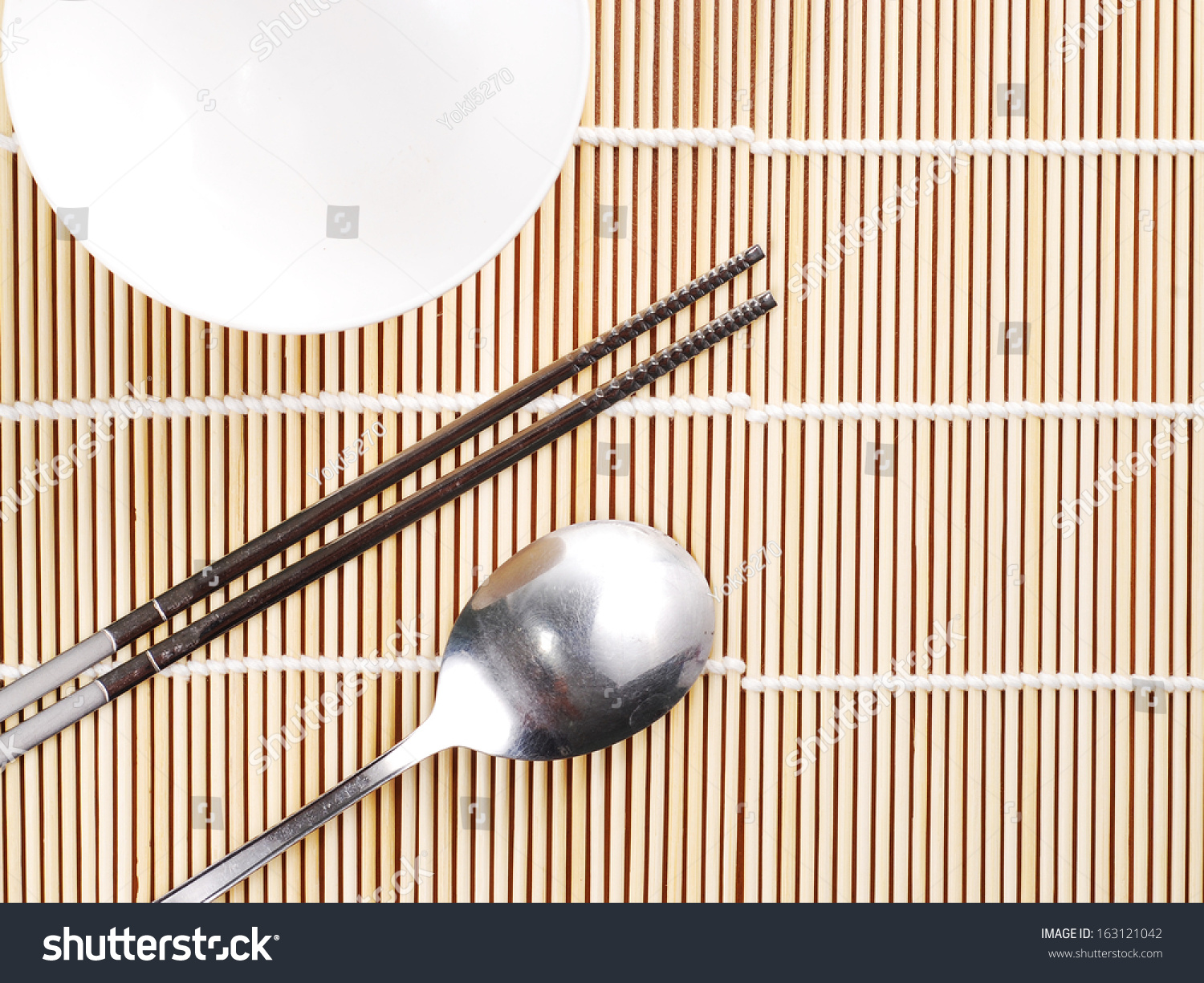 Asian Dish Place Setting On Bamboo Stock Photo Edit Now 163121042