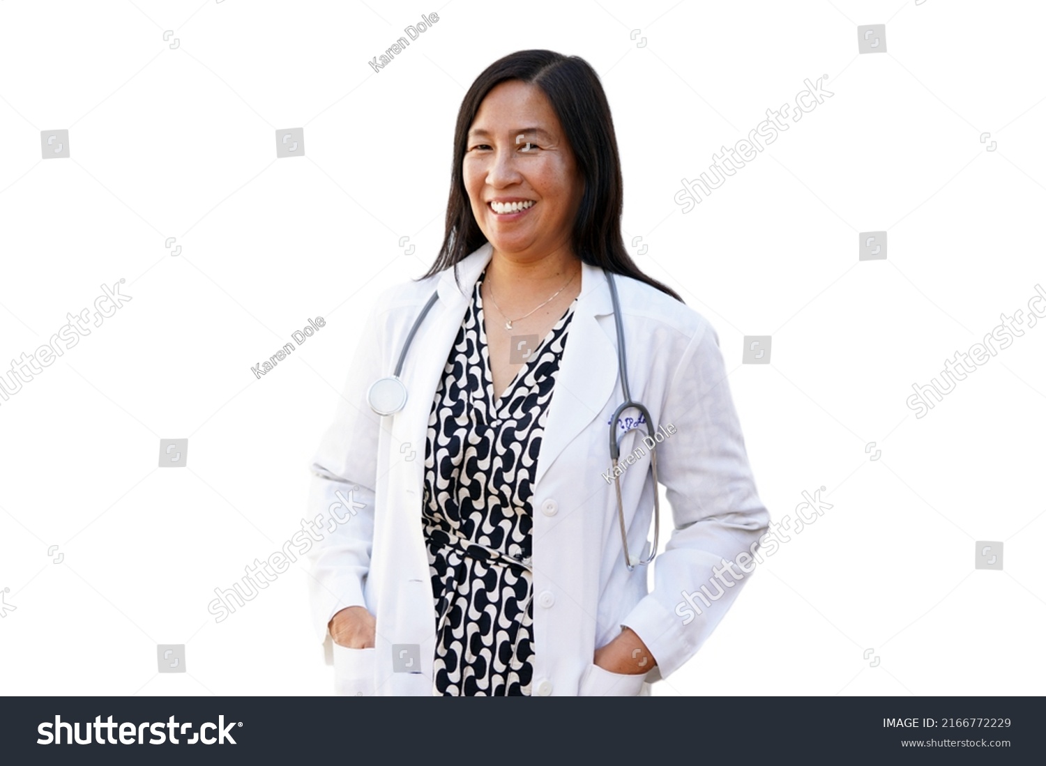 Asian Female Doctor Wearing White Lab Stock Photo 2166772229 | Shutterstock