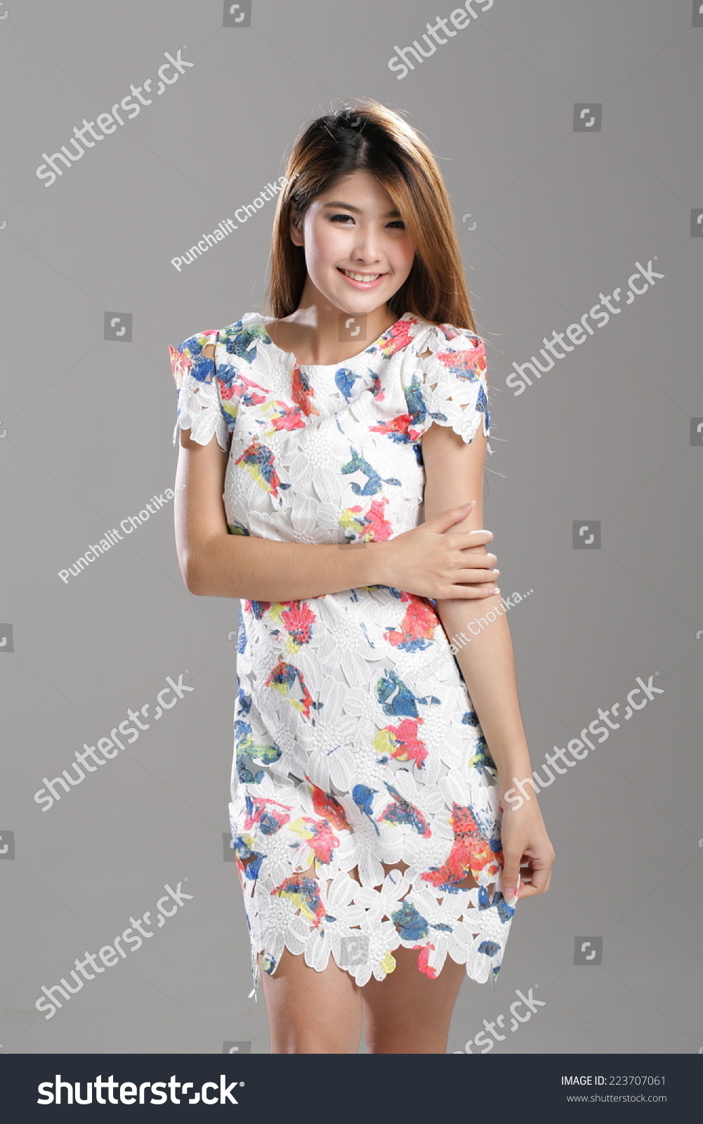 Asian Girl Posing Bright Tone Short Stock Photo Edit Now