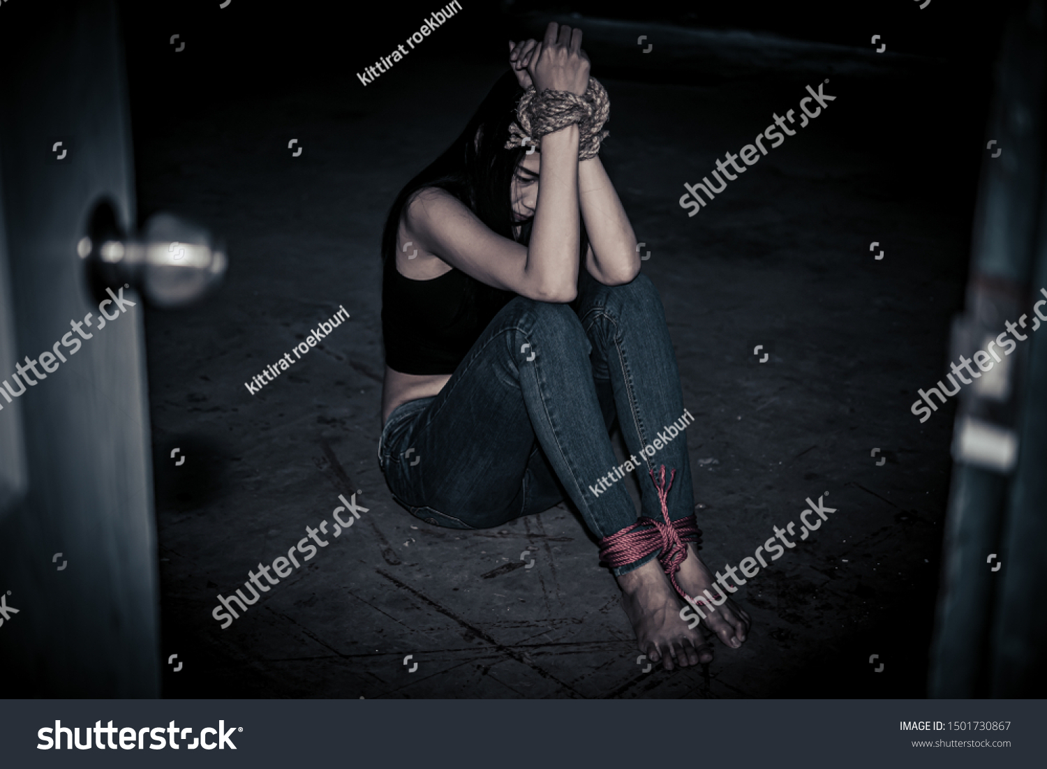 Asian Hostage Woman Bound Rope Night Stock Photo 1501730867 | Shutterstock