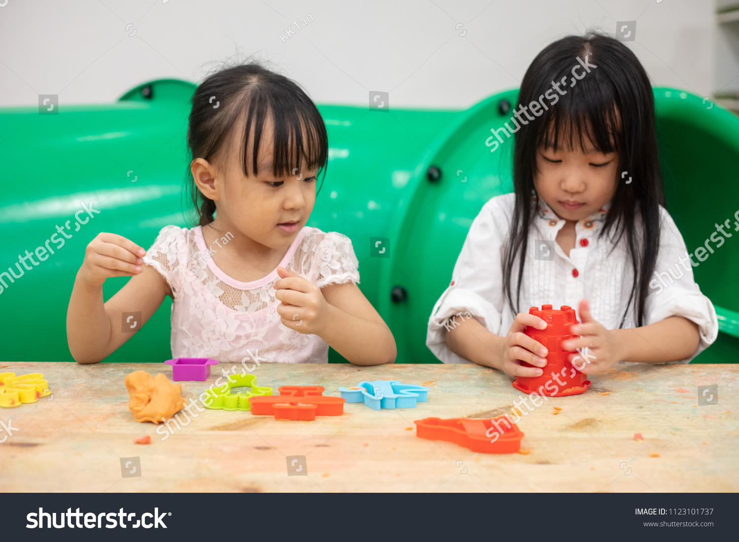 Asian Little Chinese Girls Playing Colorful Stock Photo 1123101737 ...