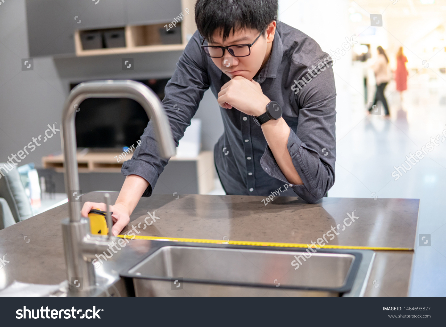 Asian Man Designer Using Tape Measure Stock Photo Edit Now
