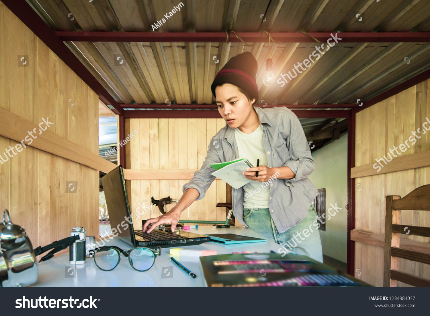 Asian Man Interior Designer Graphic Design Stock Photo Edit Now 1234884037