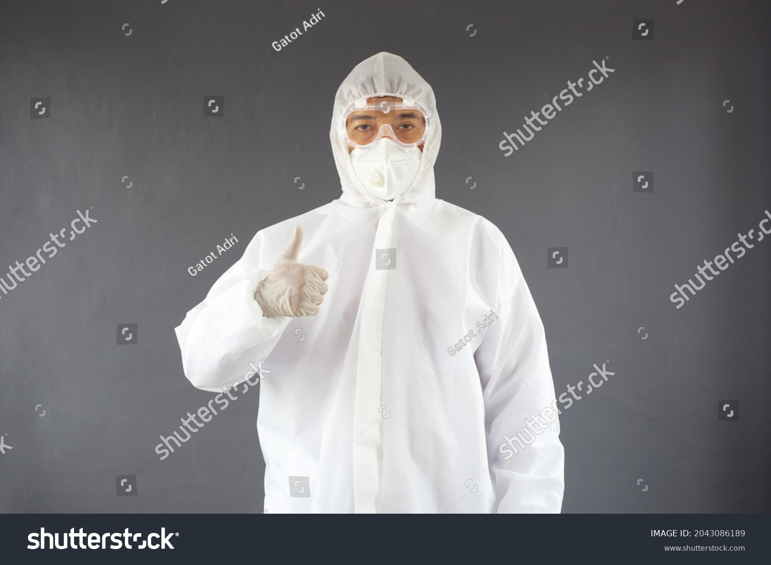 Asian Man Wearing Ppe Suit Showing Stock Photo 2043086189 | Shutterstock