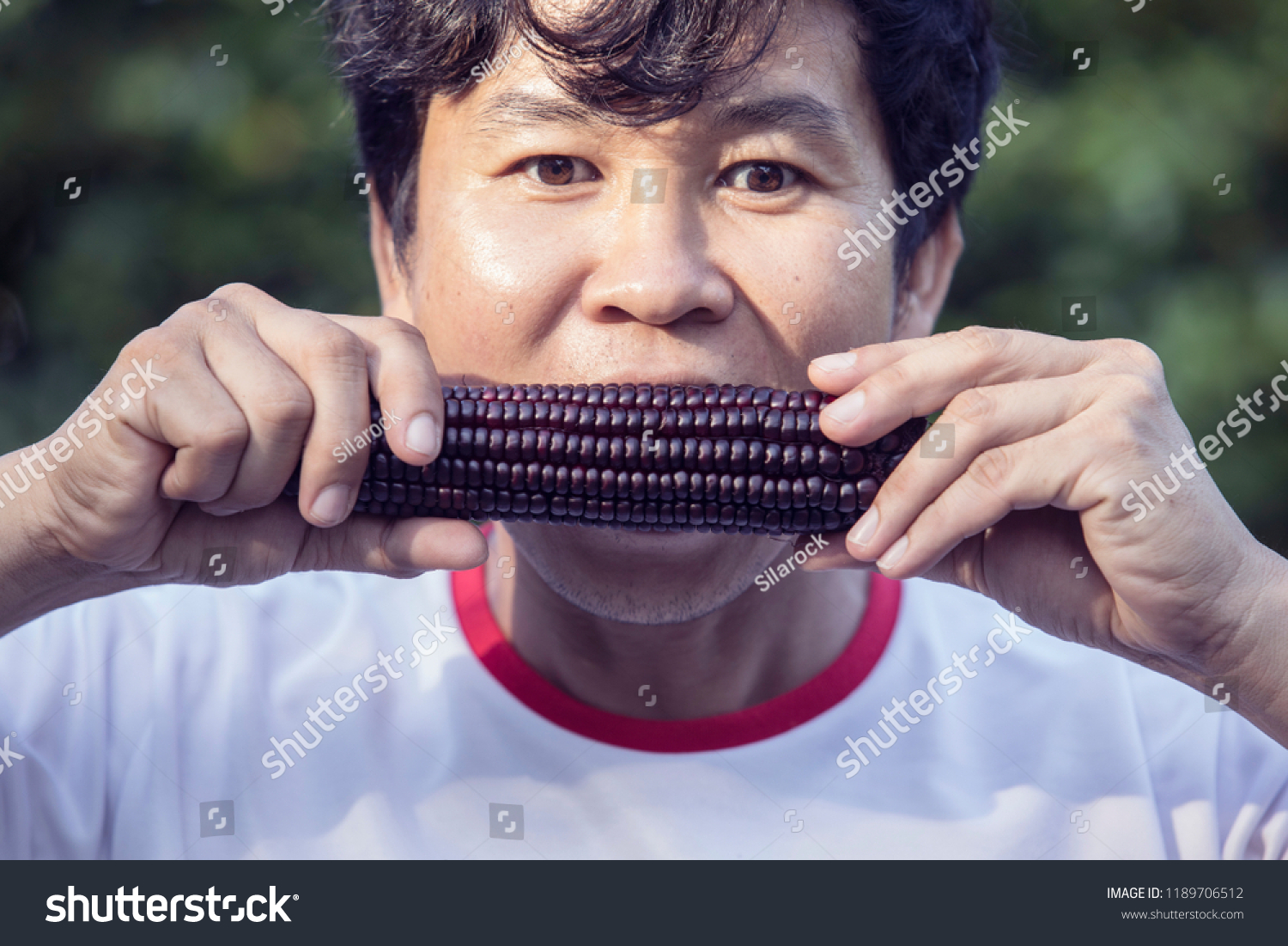 Asian Men Eating Purple Corn Purple Stock Photo Edit Now 1189706512