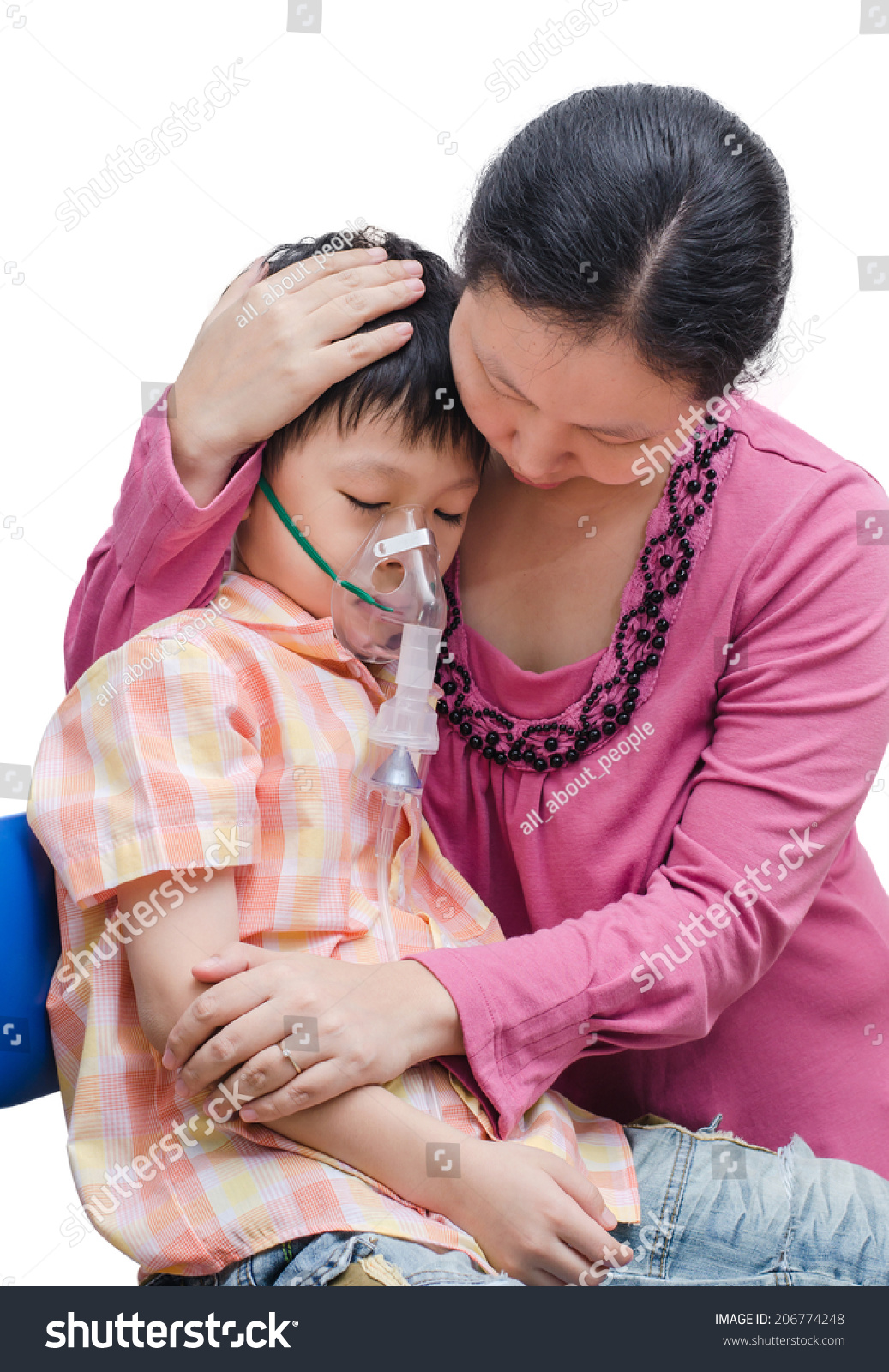 Asian Mother Comforts Her Son Between Stock Photo Edit Now 206774248