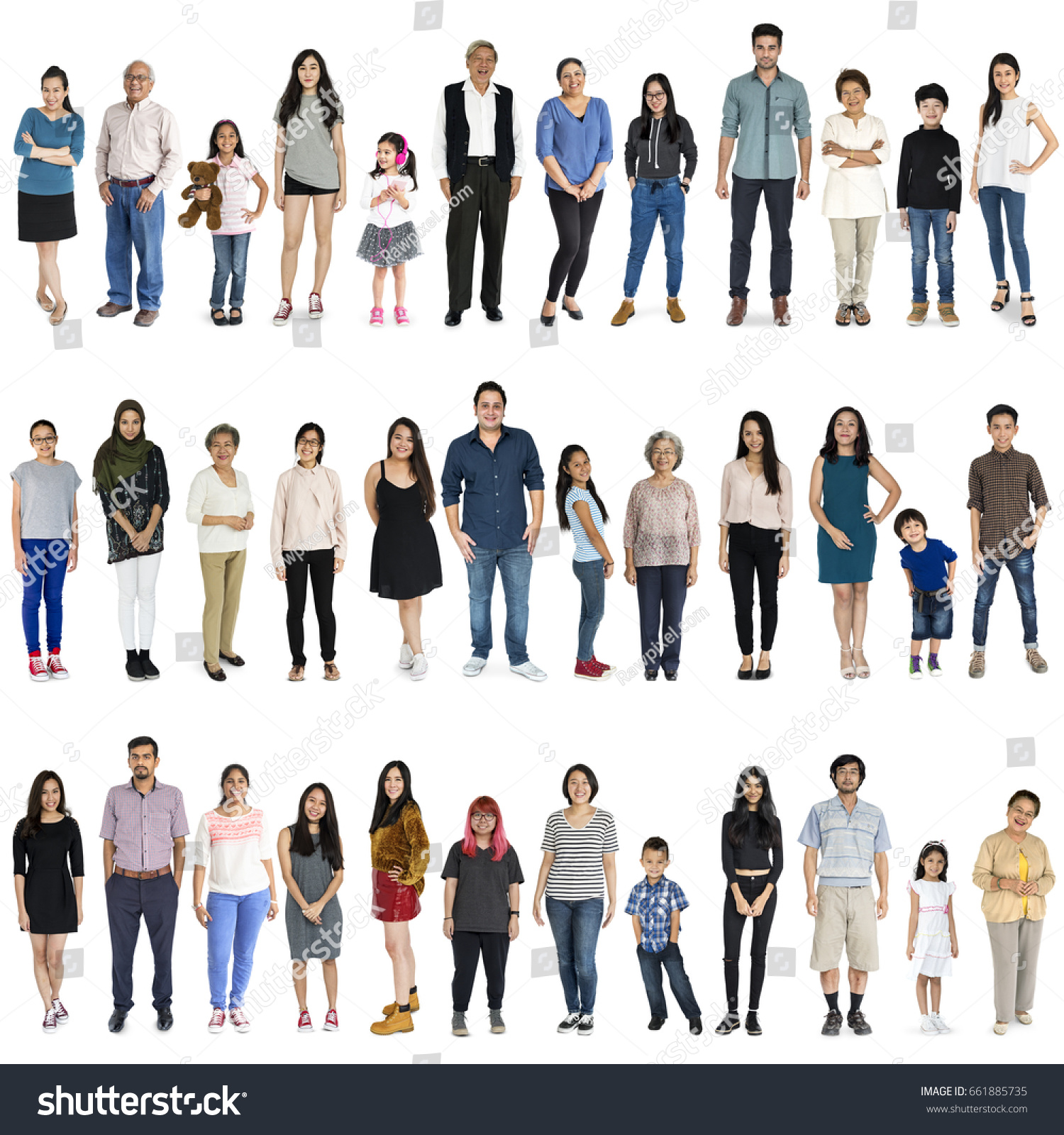 Asian People Full Body Set Standing Stock Photo 661885735 | Shutterstock