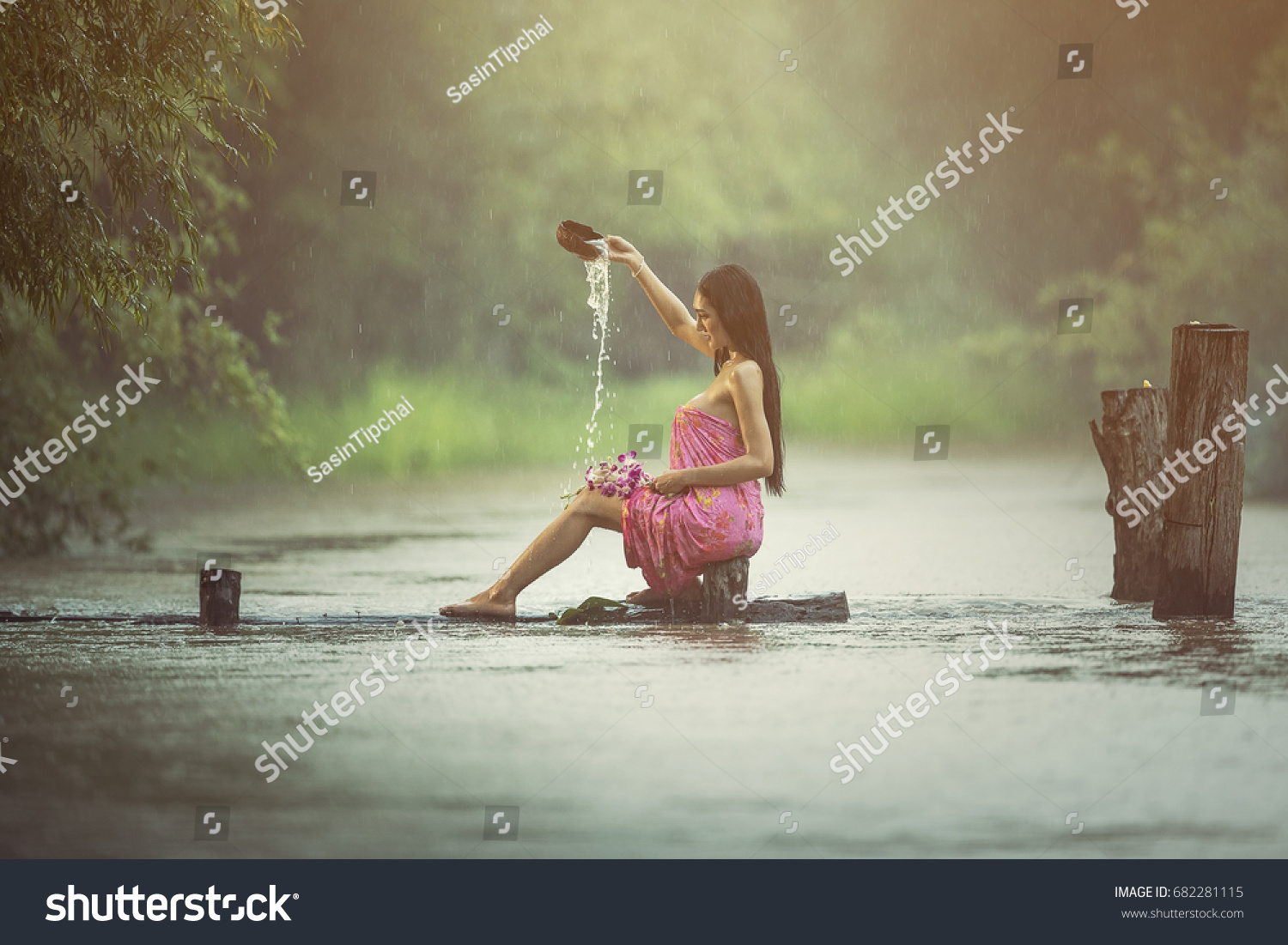 nude young girls in rain
