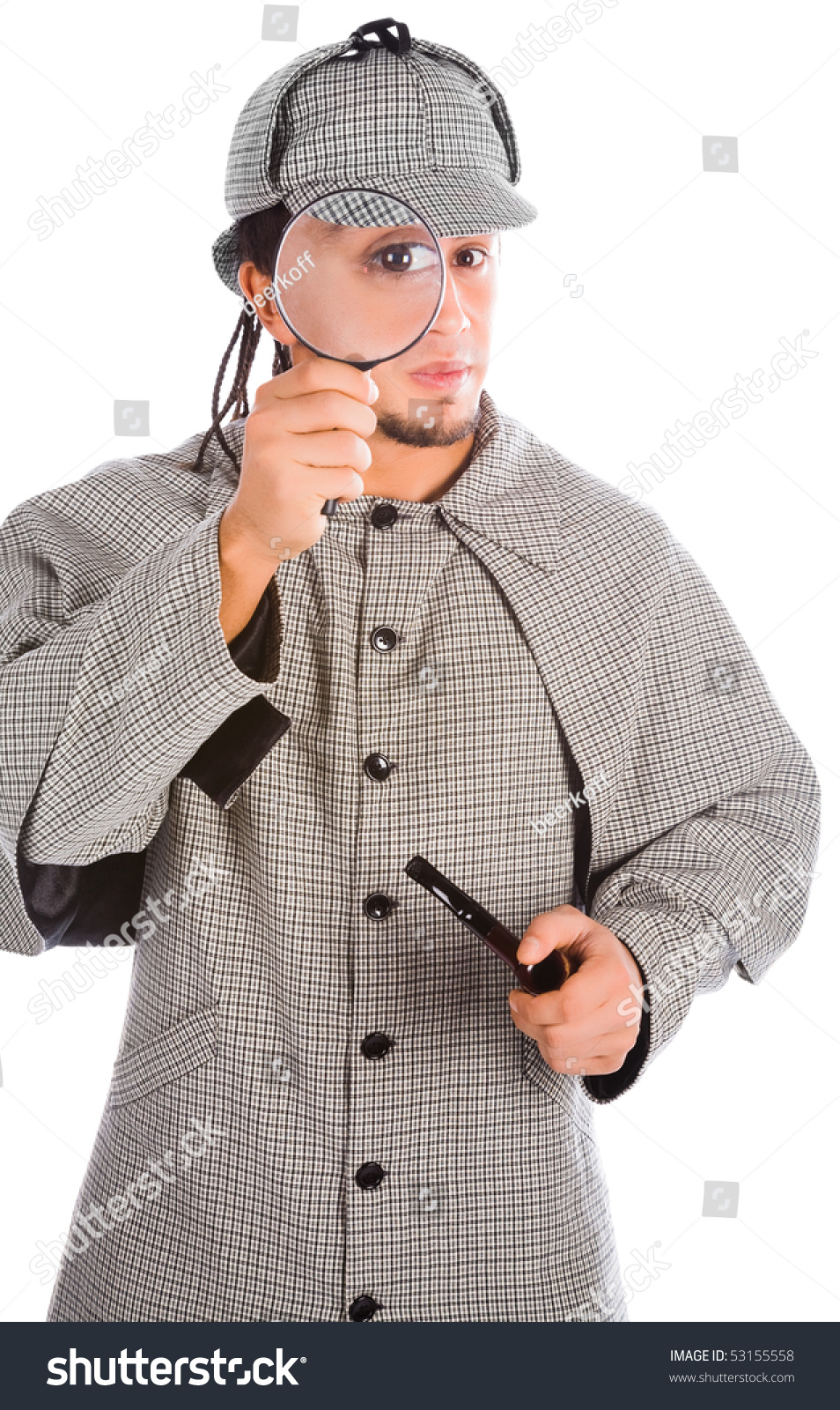 Asian Sherlock Holmes Pipe Magnifying Glass Stock Photo 53155558 ...