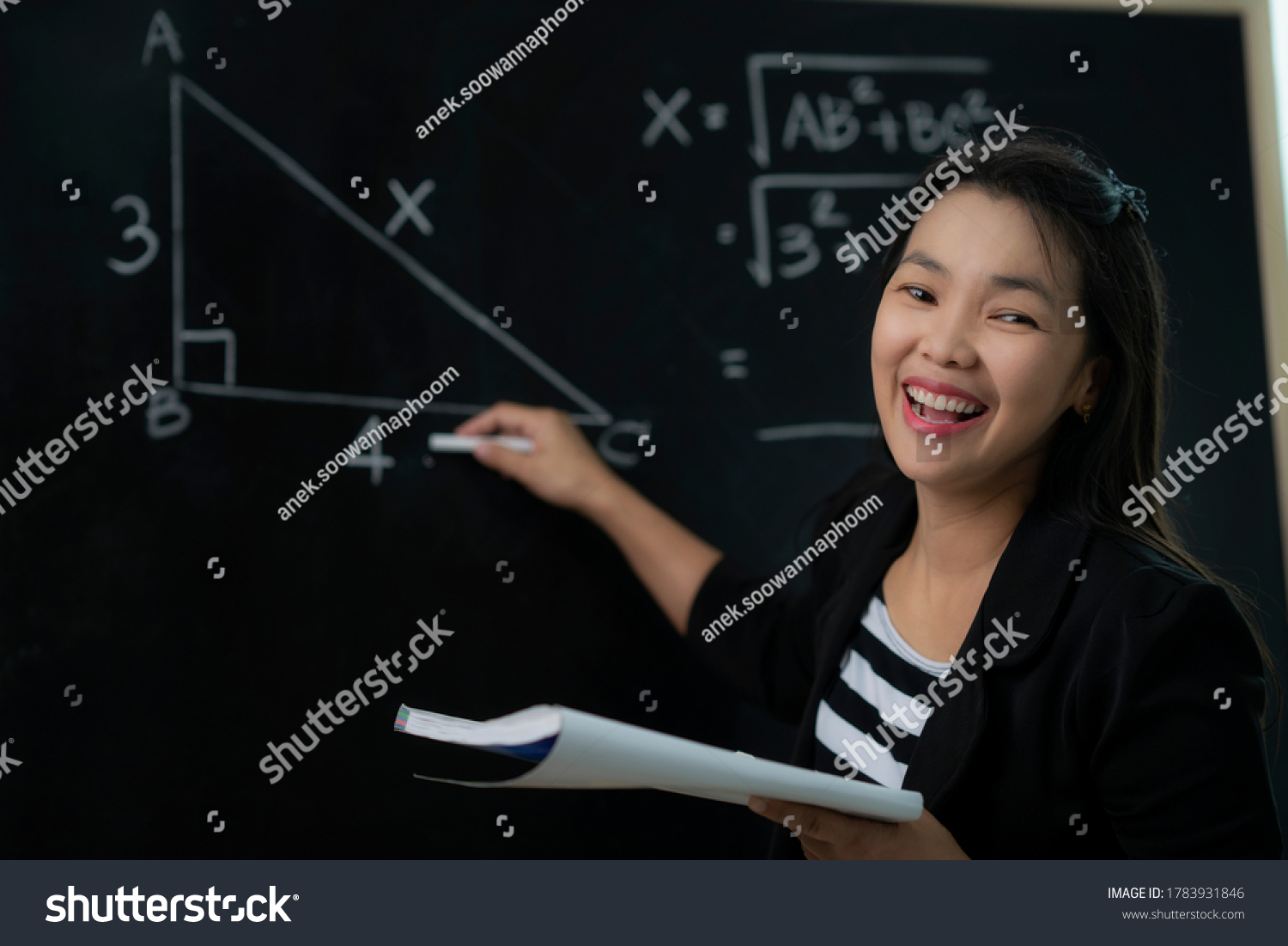 Asian Teacher Explane Mathematics Formula Her Stock Photo (Edit Now ...