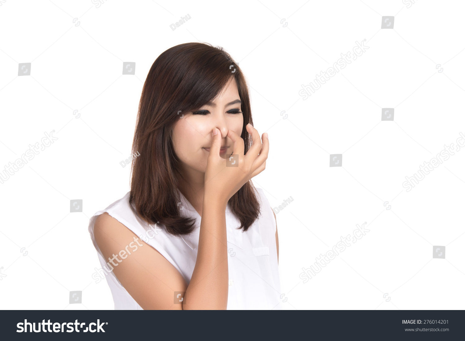 Asian Woman Holding Her Nose Because Stock Photo (Edit Now) 276014201