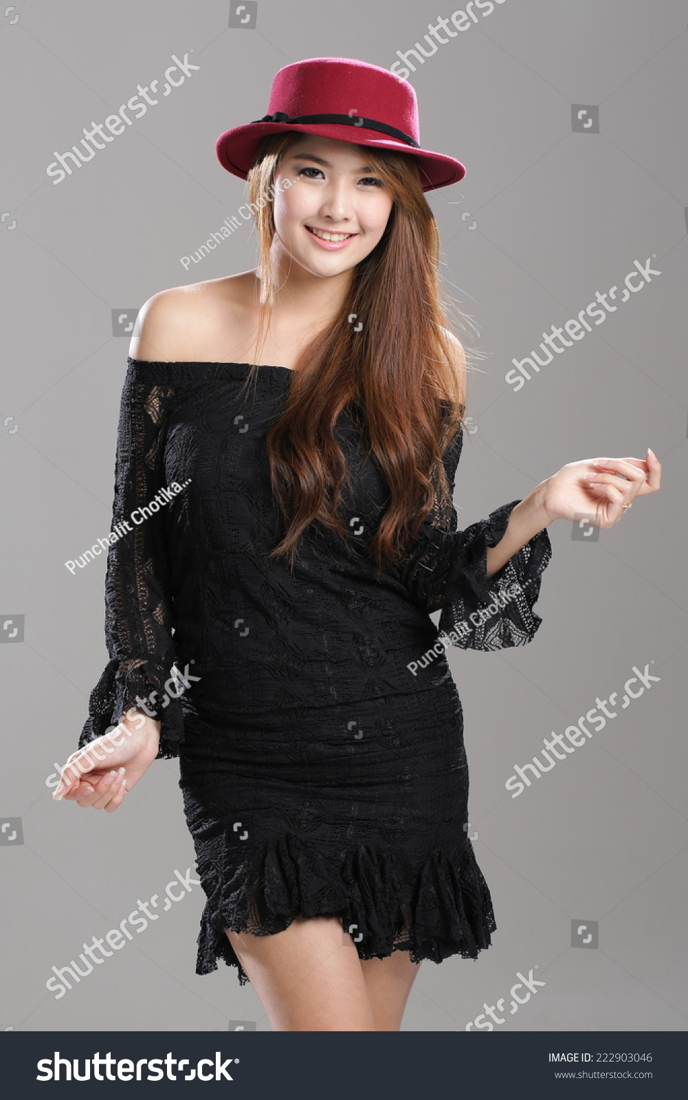 Asian Woman Posing Strapless Tube Top Stock Photo Shutterstock