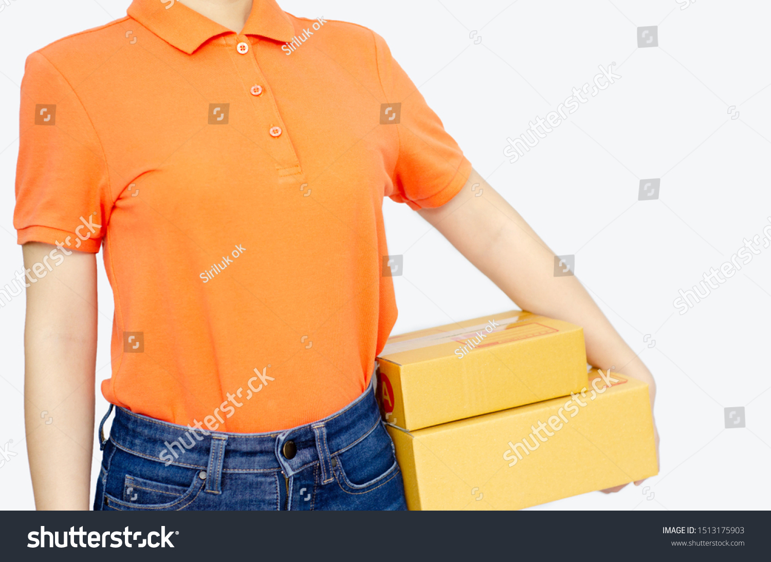 orange shirt blue pants