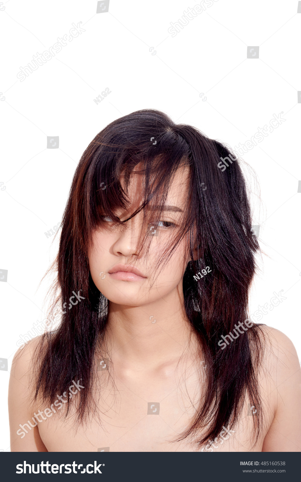 Asian Women Wake Sleepy Messy Hair Stock Photo Edit Now 485160538