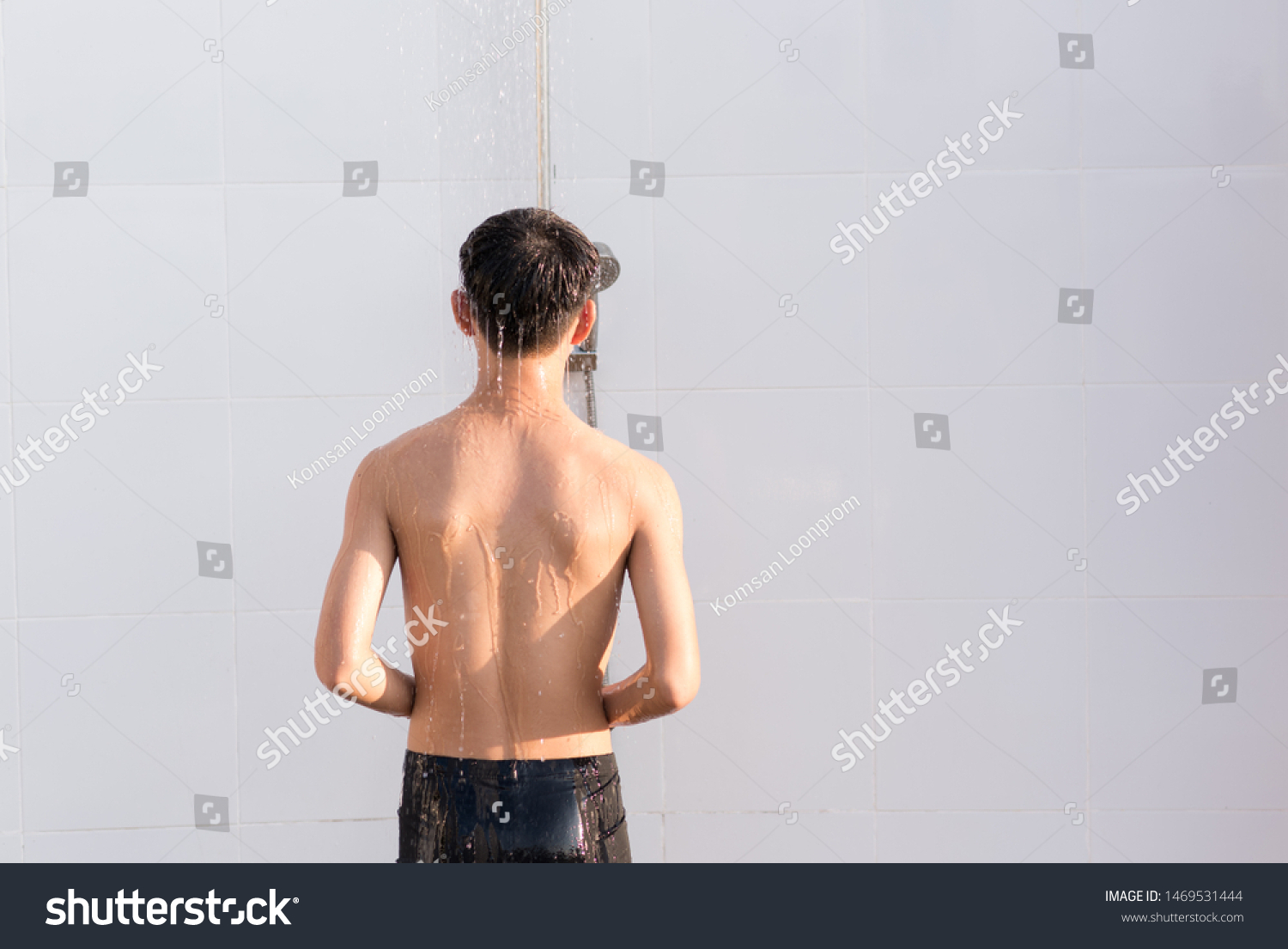 Asian Athletes Showering
