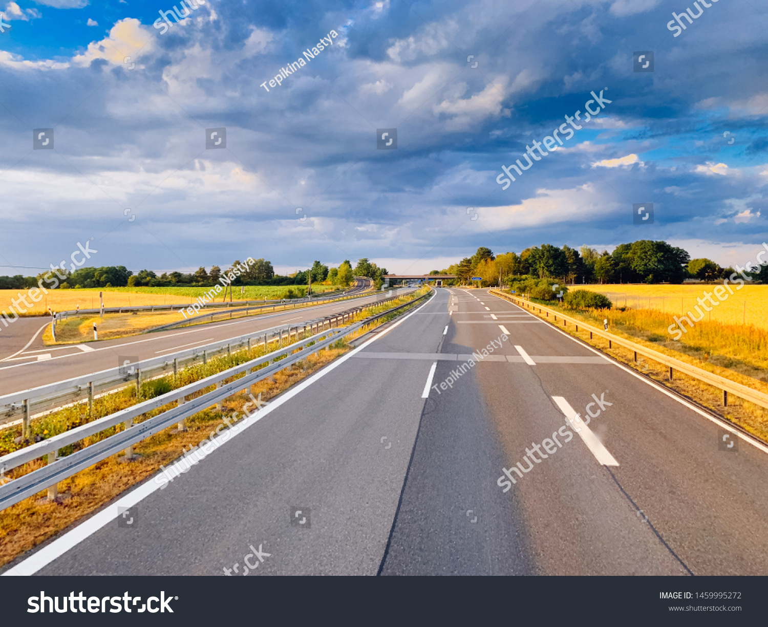 Asphalt Road Beautiful Nature Landscape Sunset Stock Photo 1459995272 ...