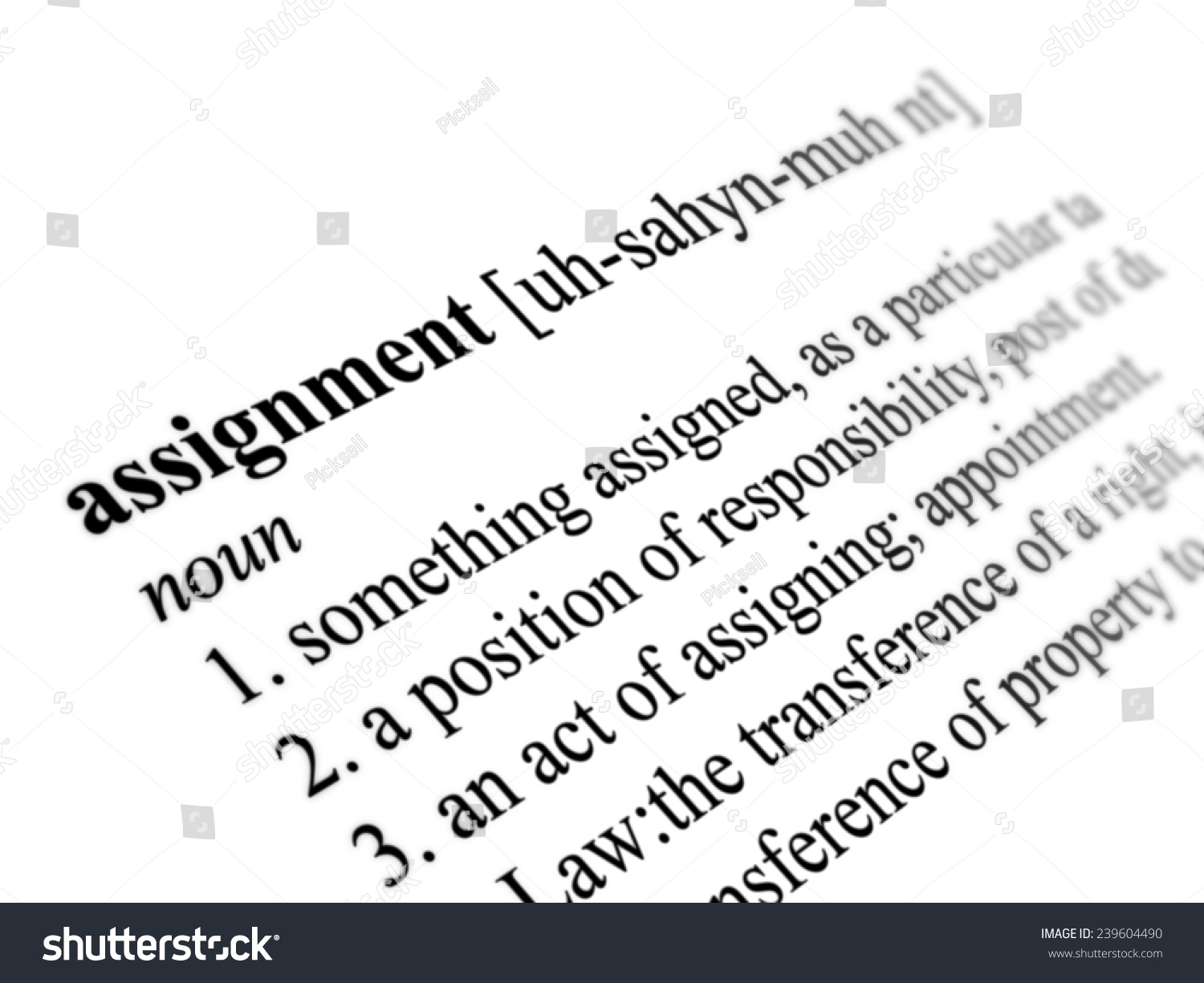 assignment definition in dictionary