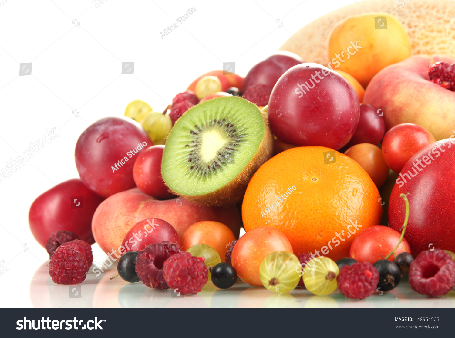 Assortment Of Juicy Fruits, Isolated On White Stock Photo 148954505 ...