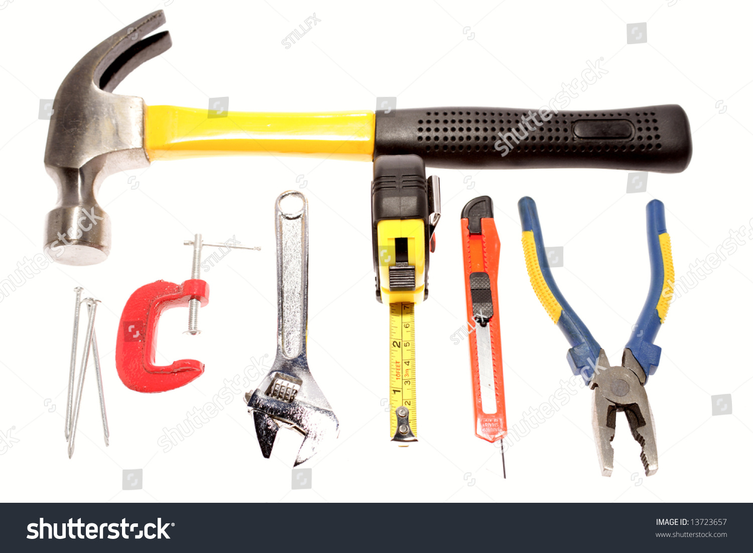 Assortment Of Tools Over White Stock Photo 13723657 : Shutterstock