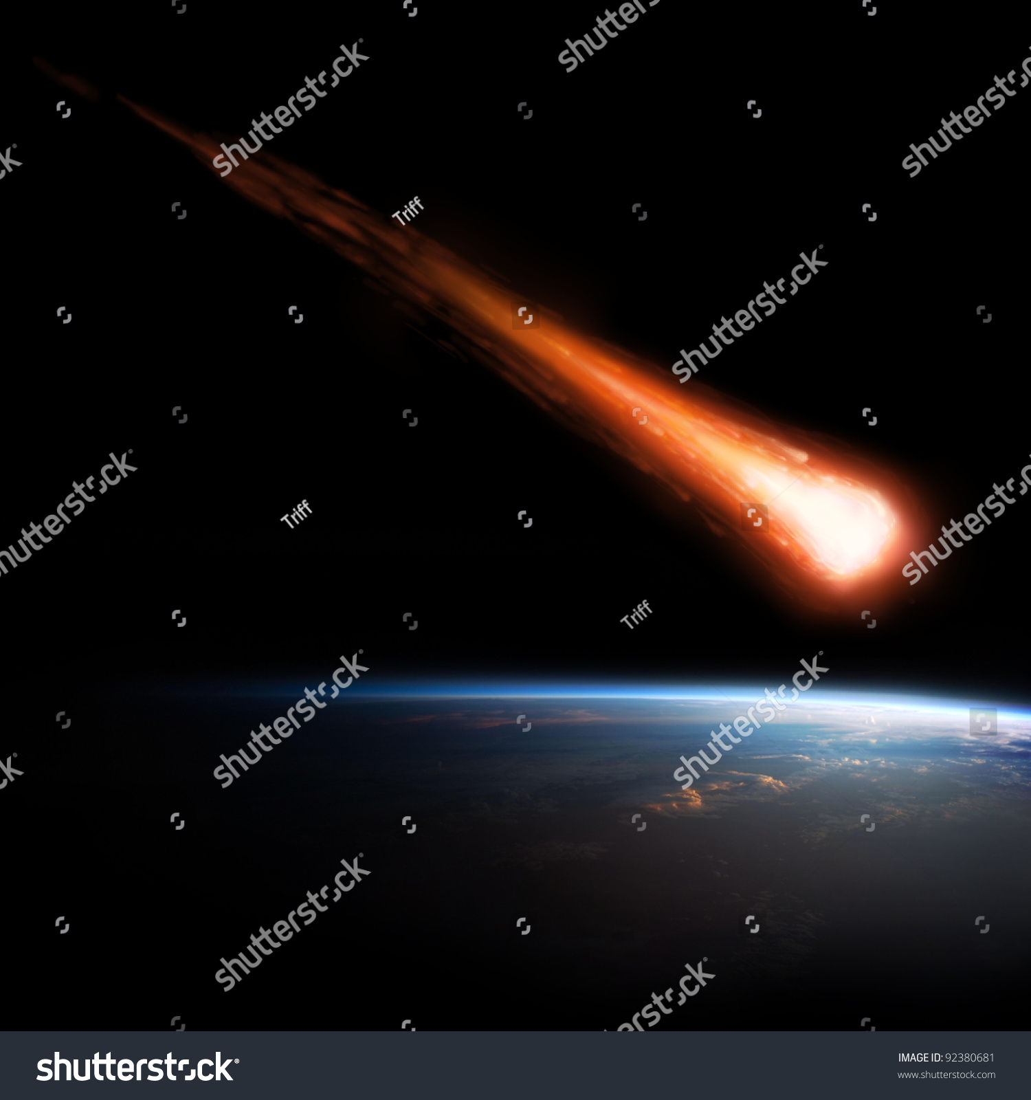 Asteroid And Earth (Earth Image From Www.Nasa.Gov) Stock Photo 92380681 ...