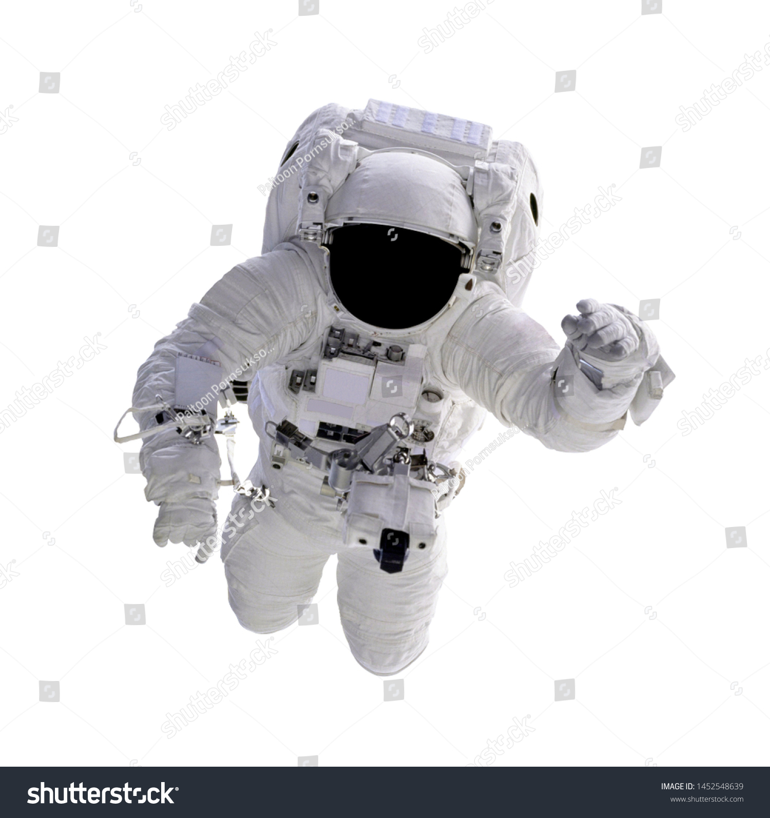Astronaut Floating Space Isolated On White の写真素材 今すぐ編集