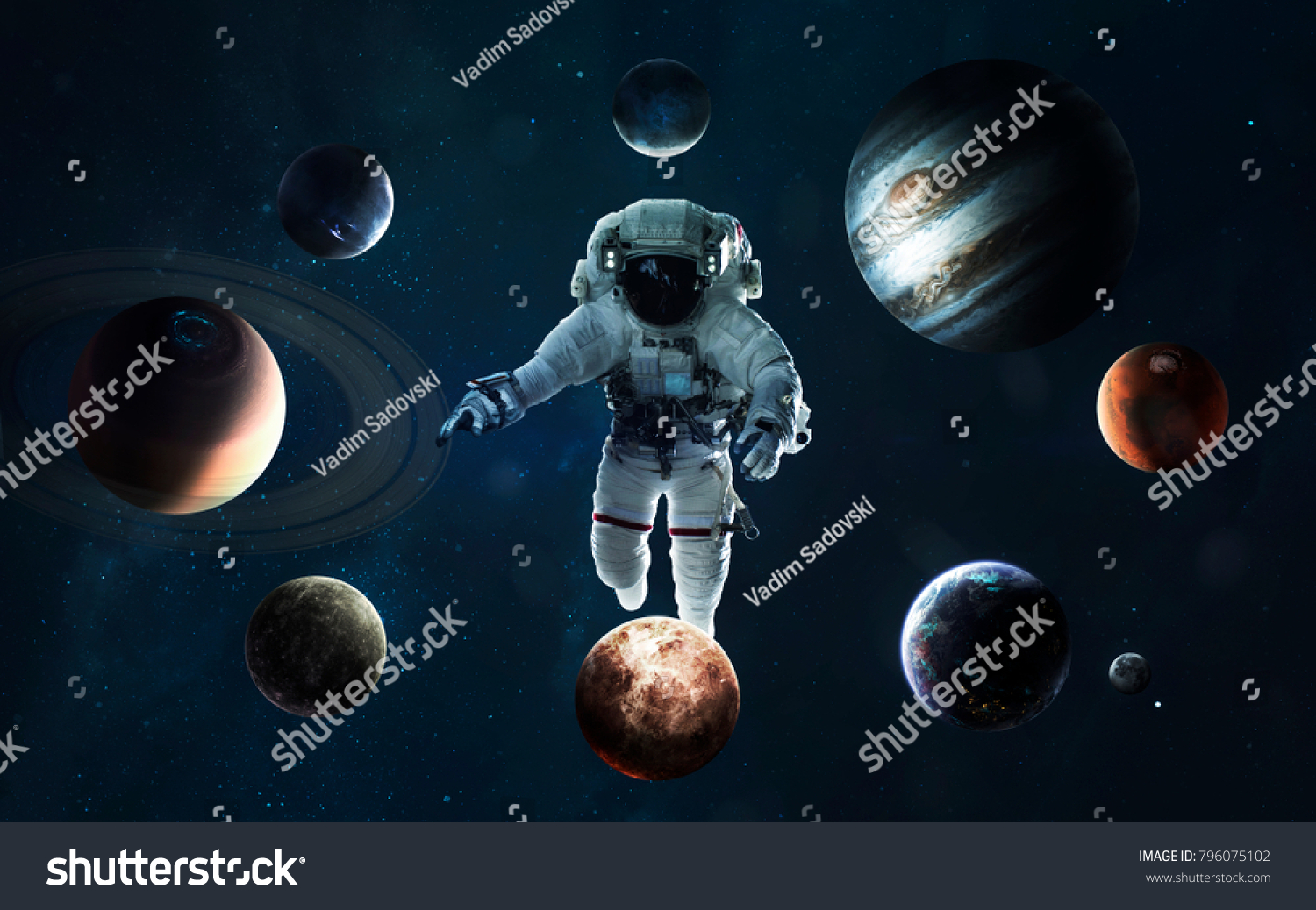 Astronaut Middle Solar System Symbol Space Stock Photo 796075102 ...