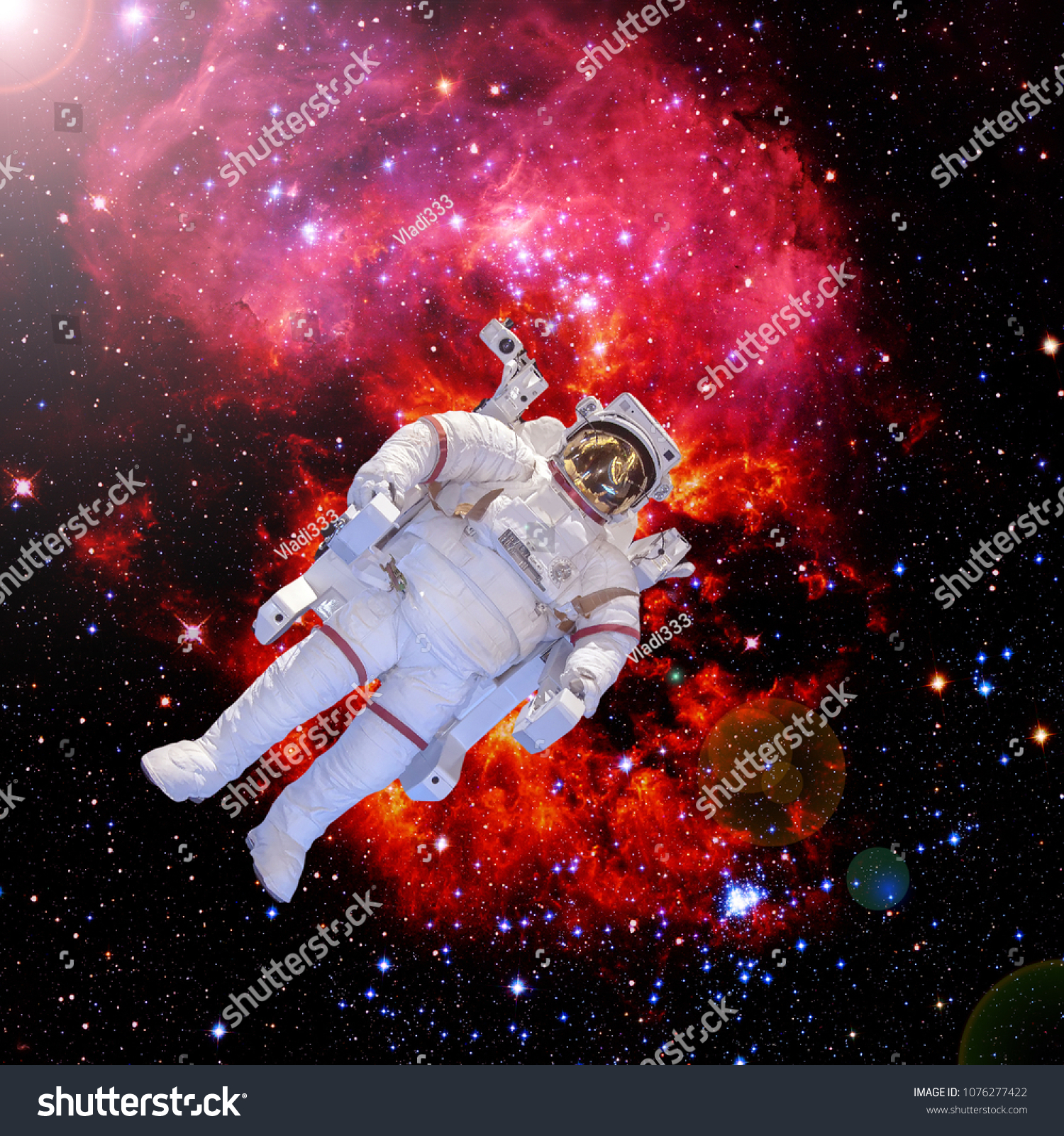 宇宙にいる宇宙飛行士。水彩イラスト。」のイラスト素材 1252100959