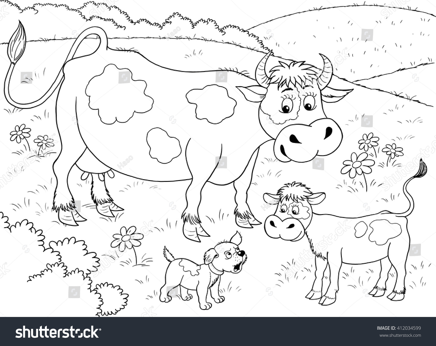 Farm Farm Animals Cute Mother Cow Stock Illustration 20