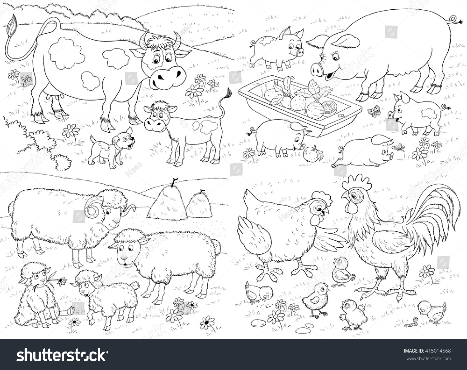 Farm Small Set Cute Farm Animals Stock Illustration 20 ...