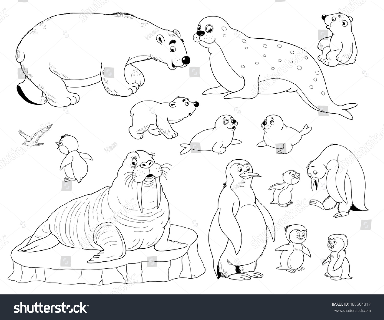 Zoo Small Set Cute Arctic Animals Stock Illustration 20 ...