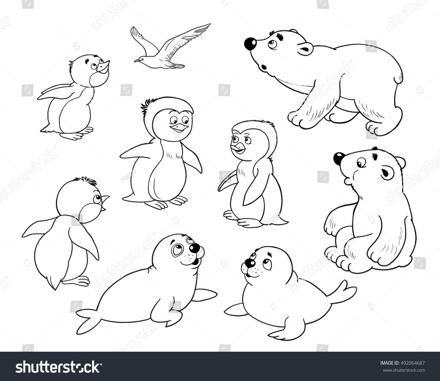 Zoo Arctic Animals Small Set Cute Stock Illustration 20 ...